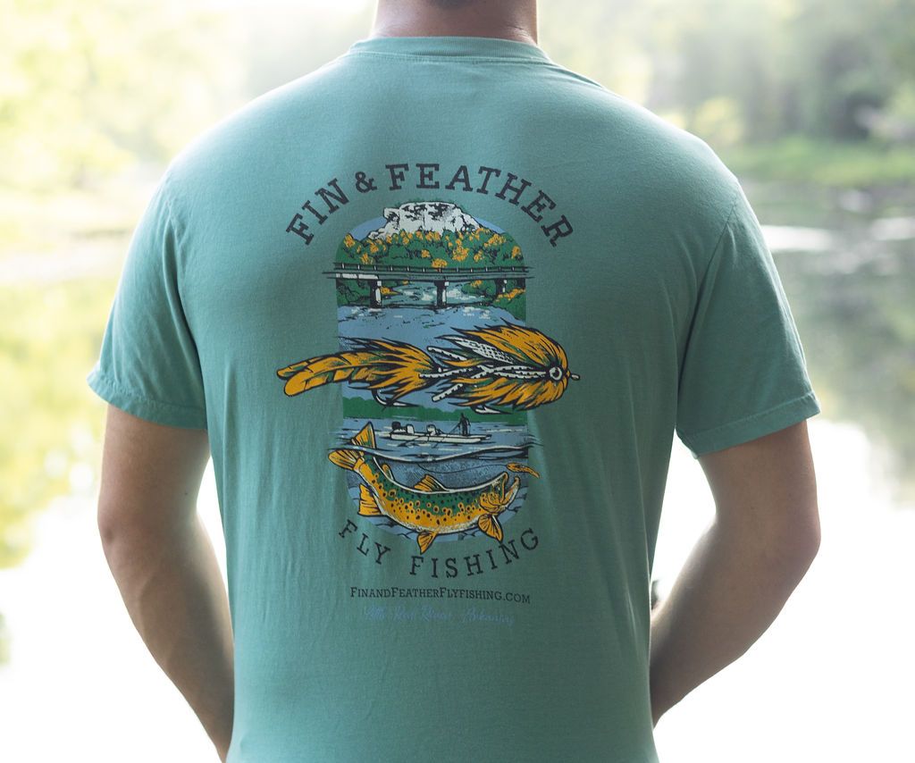 Fin &amp; Feather T Shirt - Swinging Bridge, Color: Seafoam, Size: Small