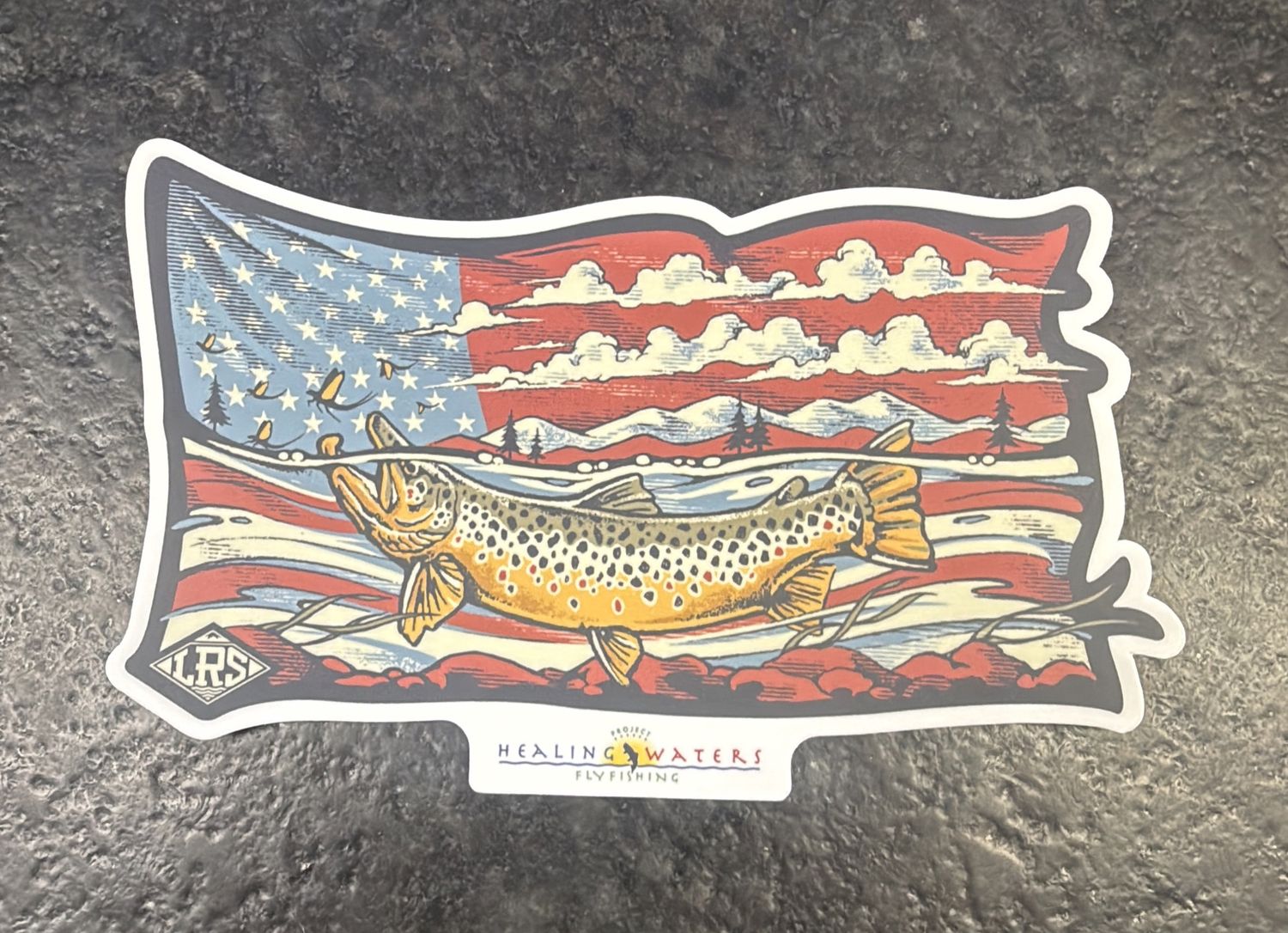 USA Flag- Brown Trout - Decal