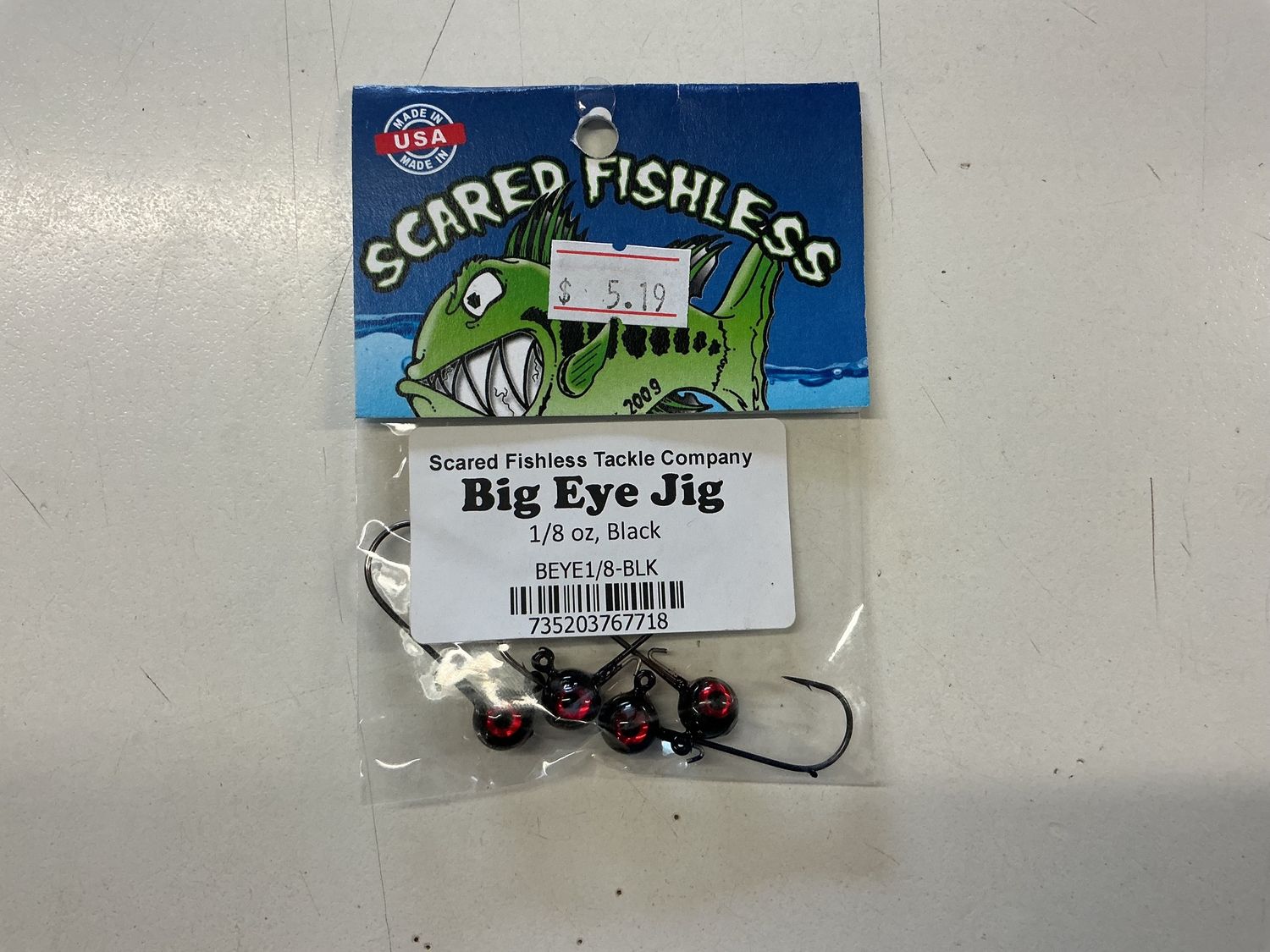 Big Eye Jig, Colour: Black, Size: 1/8