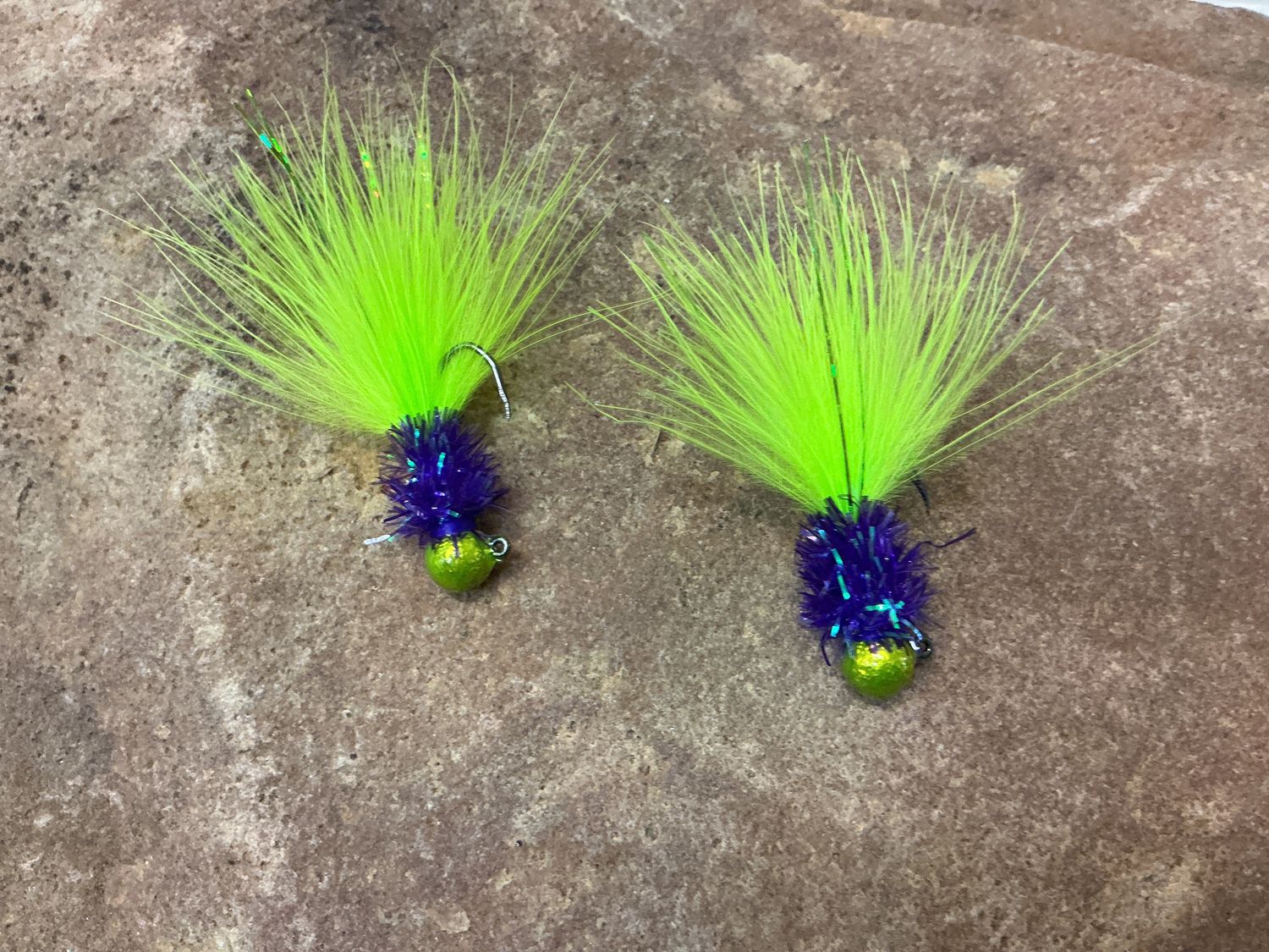 Maribou panfish jigs, Colour: Mini purple monster, Size: 1/16
