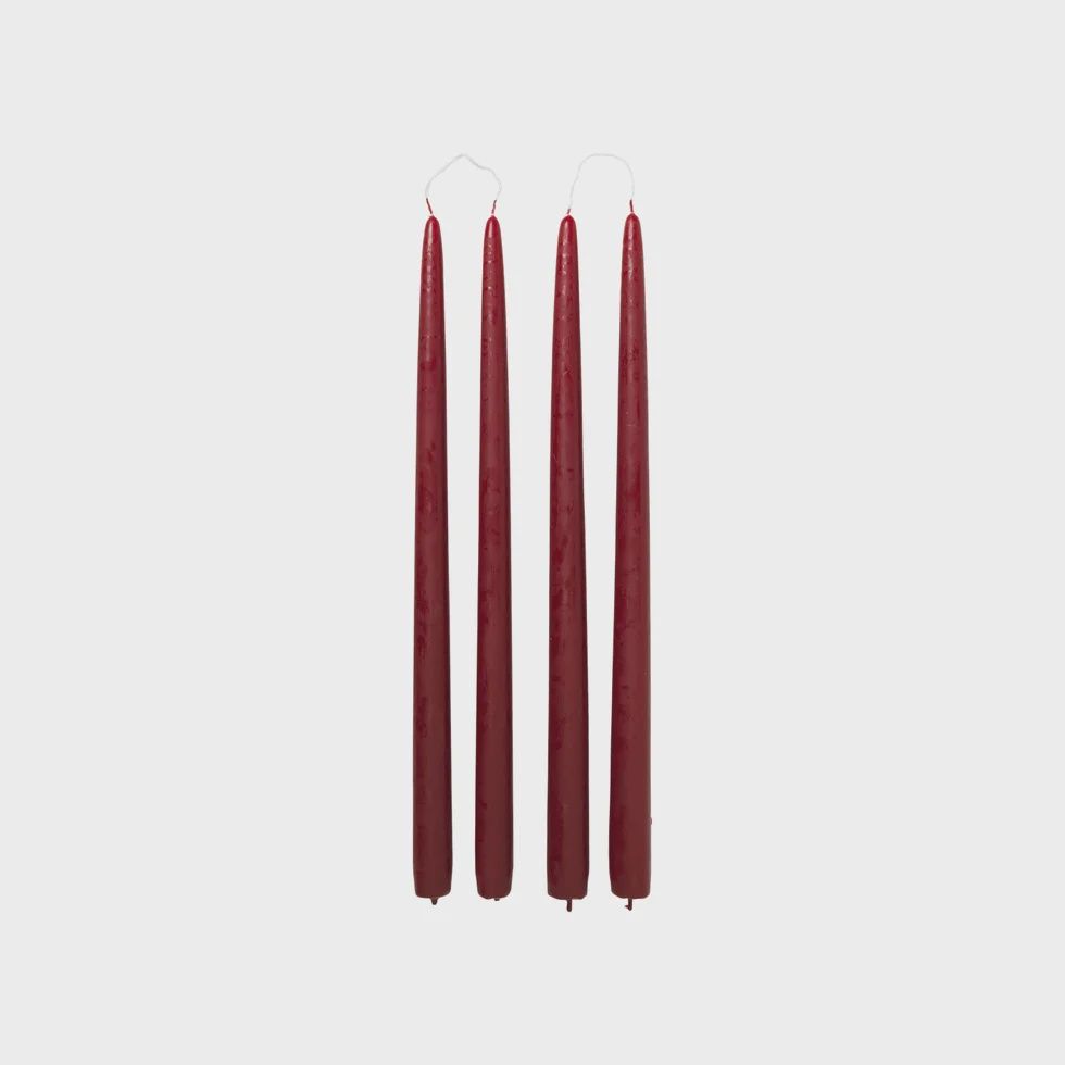 Broste candle taper S/4 H380, Colour: Burgundy