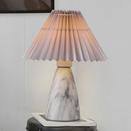 Gus Ceramic Pleated Table Lamp, Colour: Grey