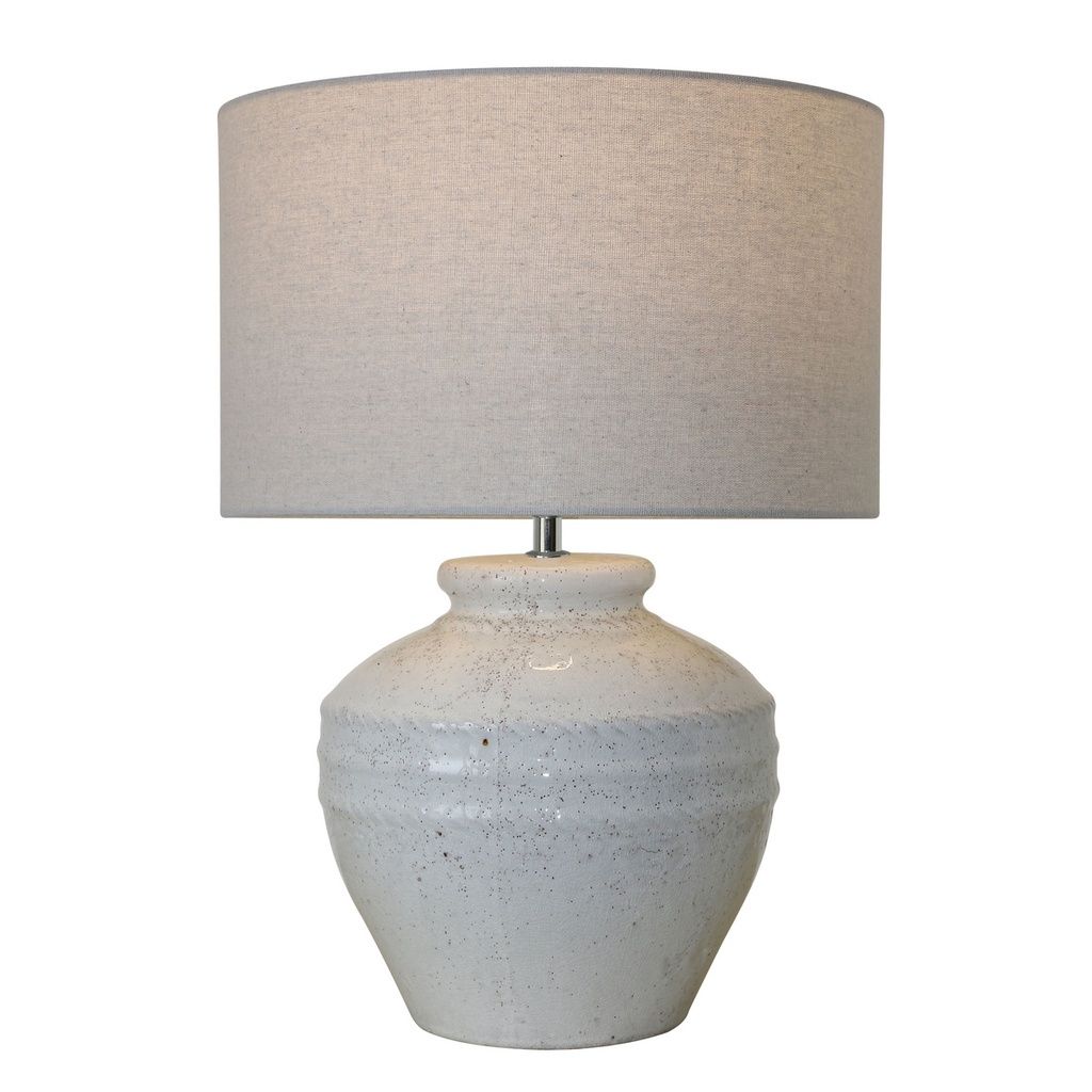 White Terracotta Lamp &amp; Shade -White Linen