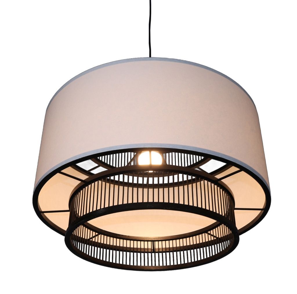 Bamboo and Linen Pendant
