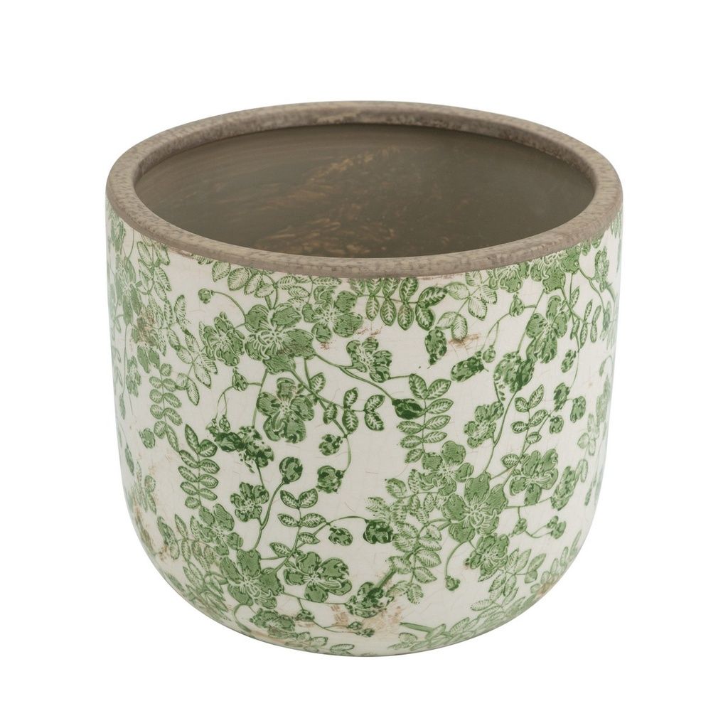 Flower Planter -Green / White