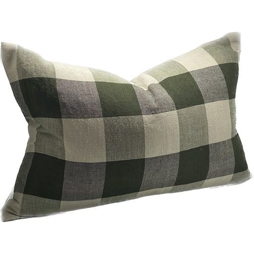 Check Linen Cushion Cover