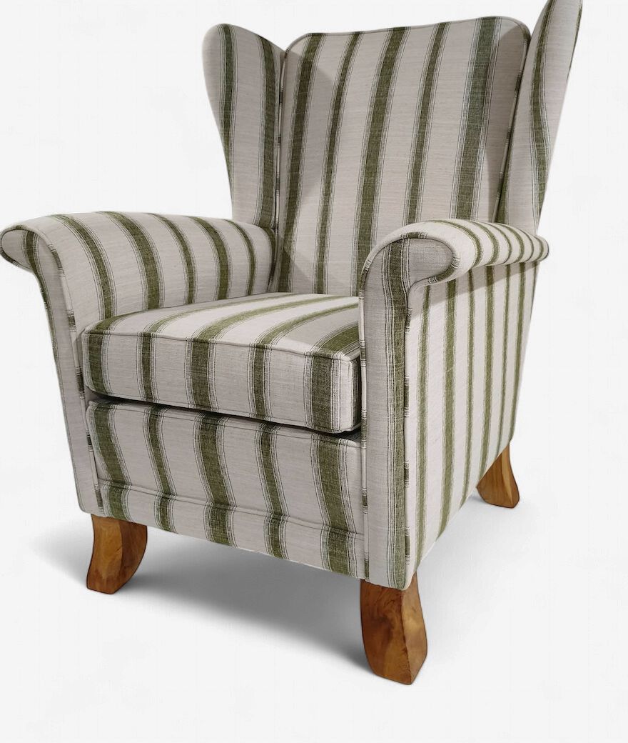 Stripe Wingback Chair