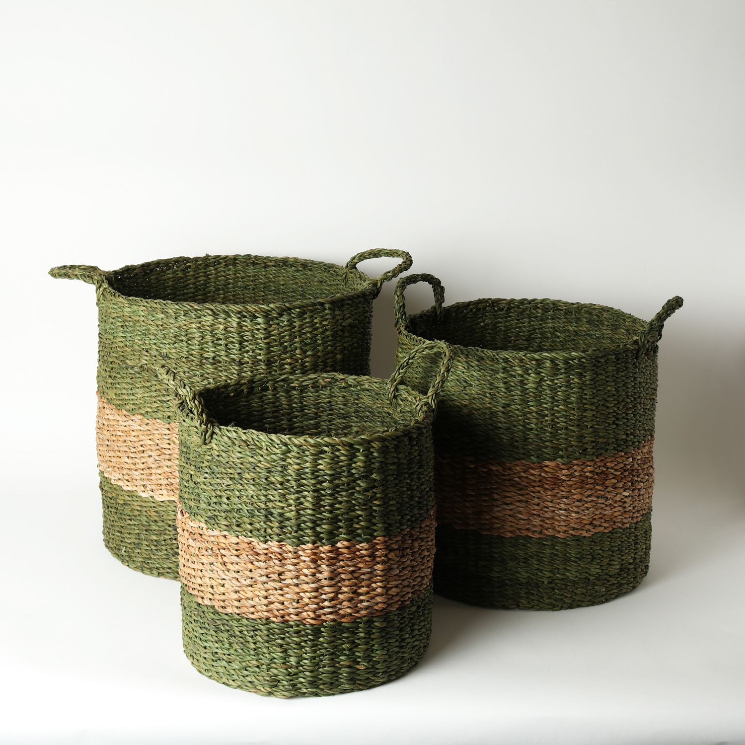 Seagrass Stripe Basket S/3