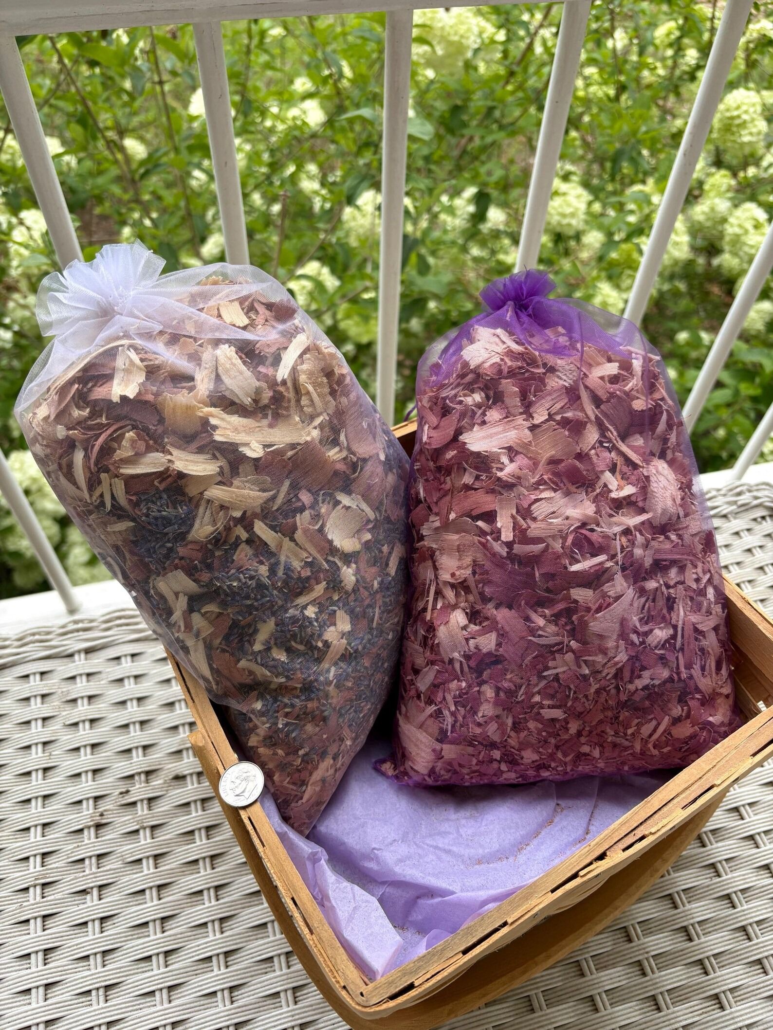 Farm-grown LARGE cedar lavender sachets for linens, drawers, cupboards, insect repellent