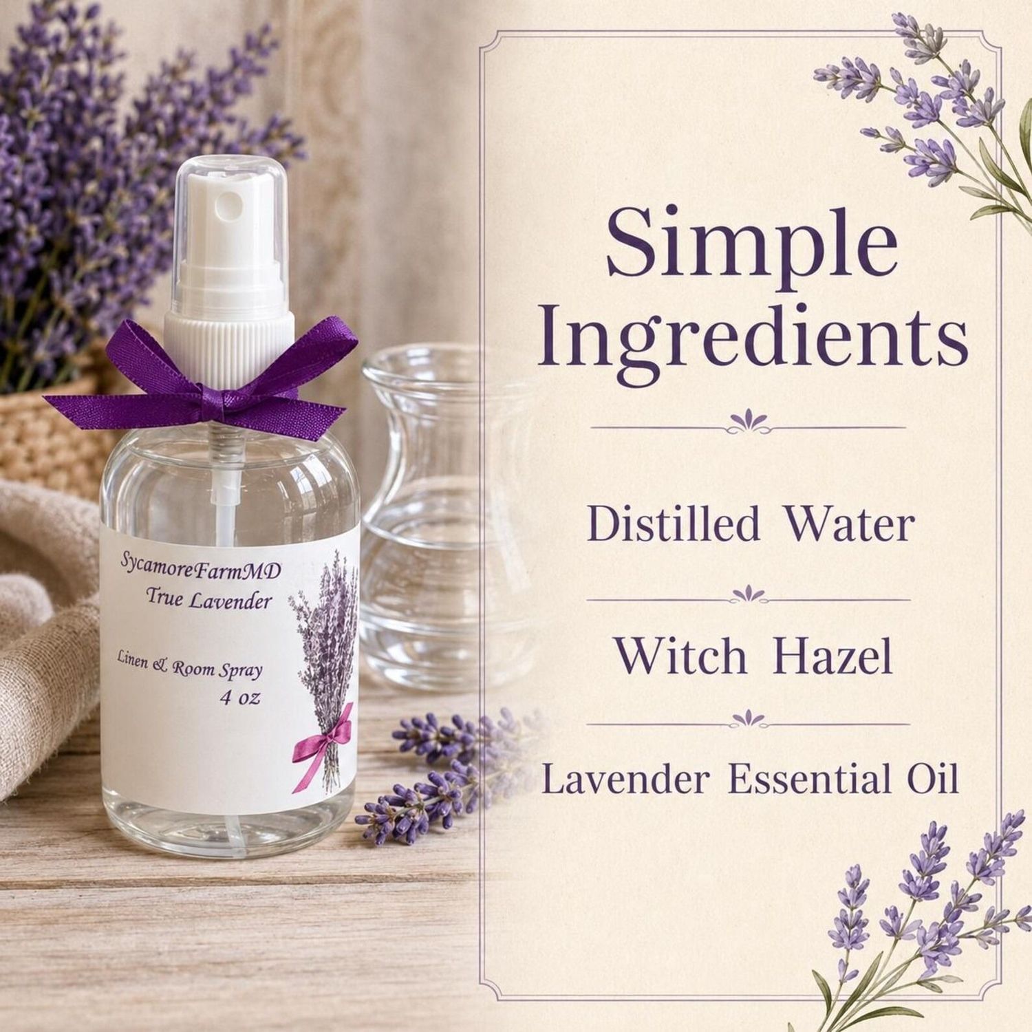 Lavender Linen and Room Spray, Home Fragrance Mist, 2oz or 4 oz