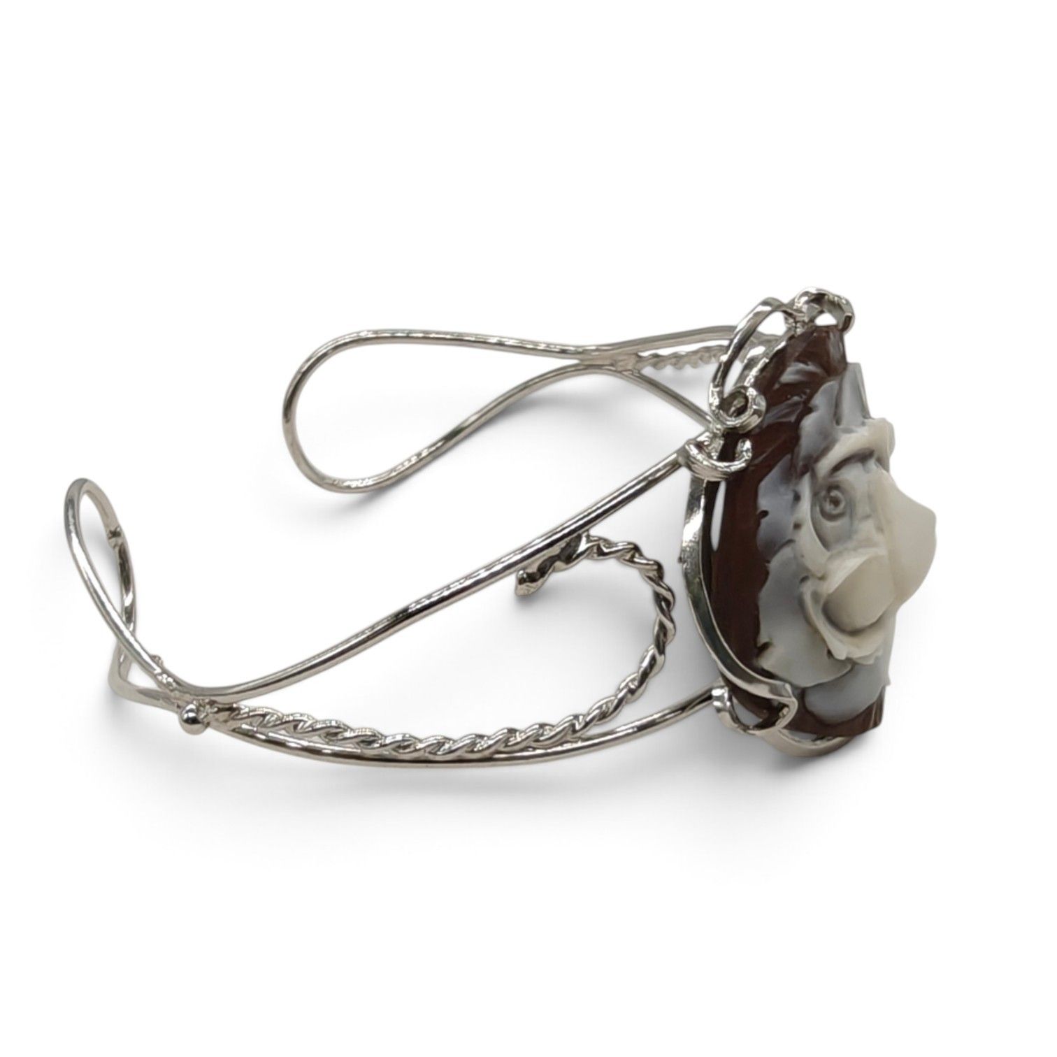 Bracciale con Cameo Floreale in Conchiglia Sardonica – Argento 925