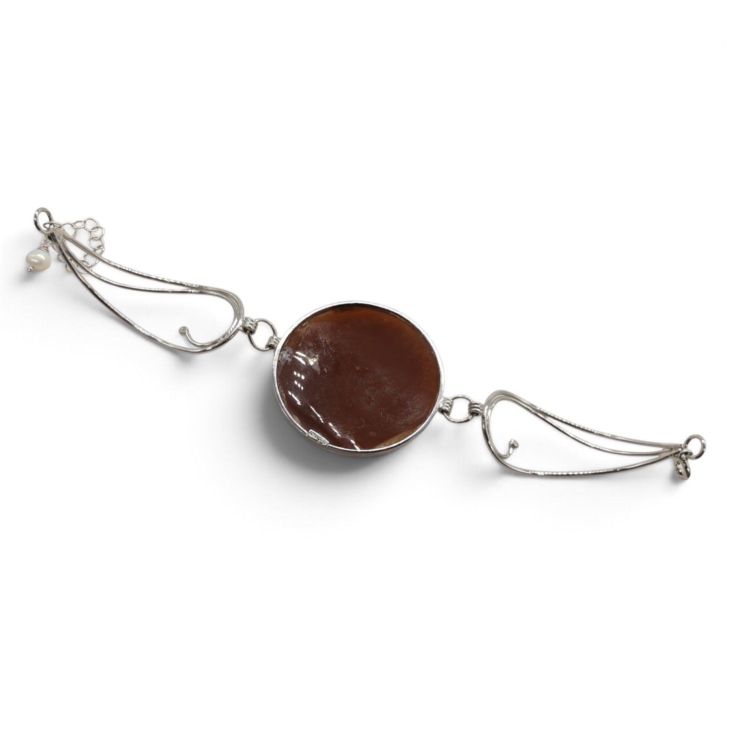 Bracciale Ninfea con Cameo Floreale in Conchiglia Sardonica – Argento 925