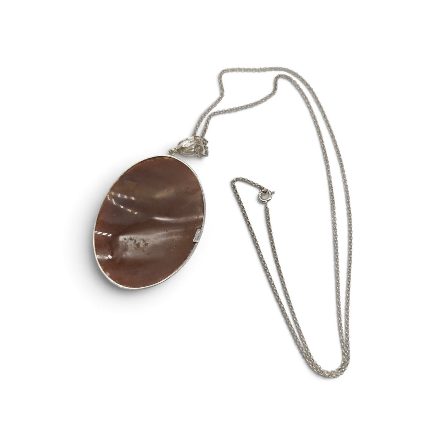 Collana in Argento Rodiato 925 con Cameo Sardonico Raffigurante un'Aquila