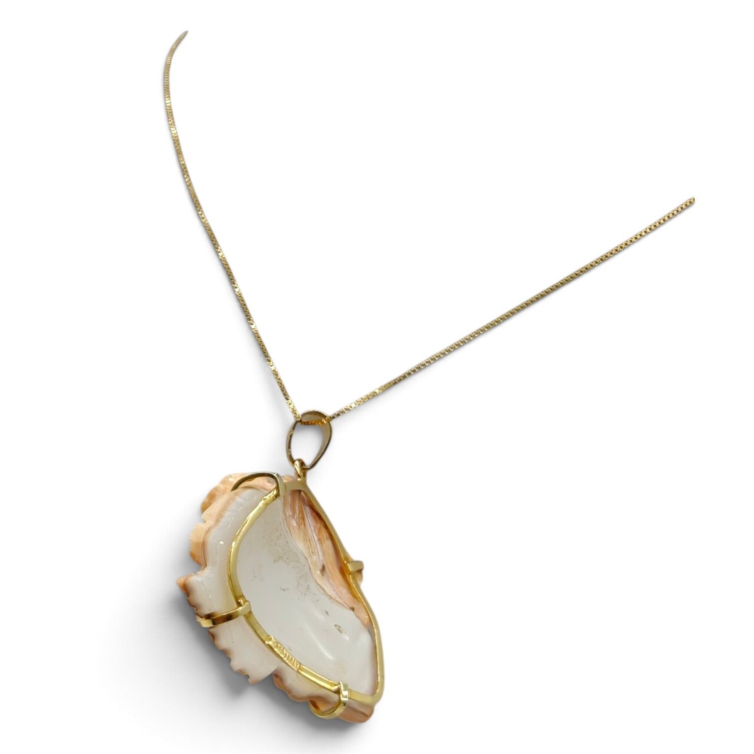 Collana in Argento 925 Placcato Oro con Rosa in Corniola
