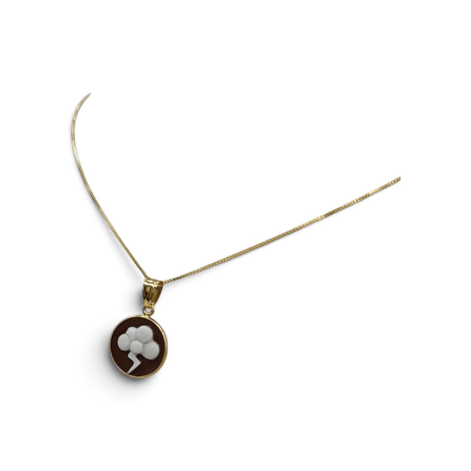 Collana in Argento 925 Placcata Oro con Ciondolo Nuvola e Fulmini – Ø 15 mm