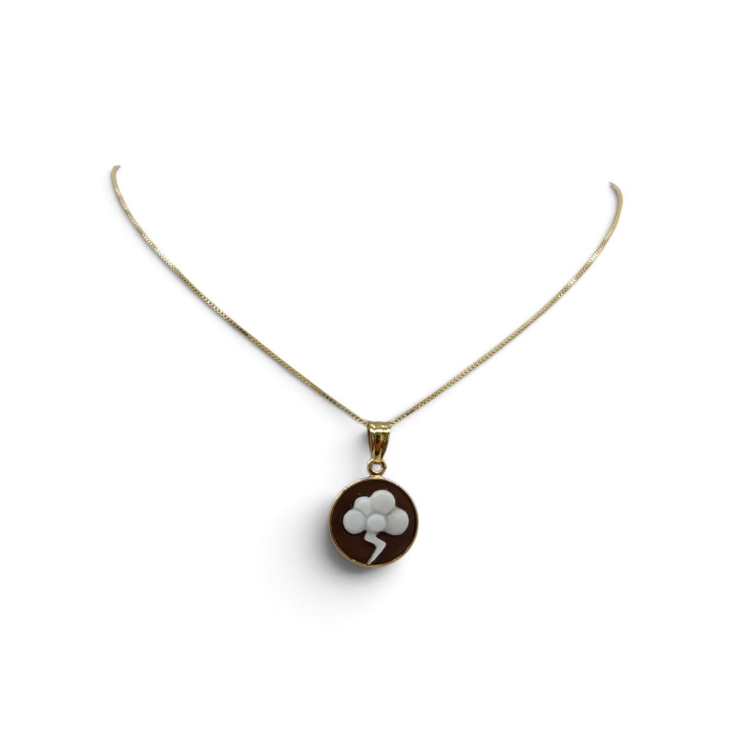 Collana in Argento 925 Placcata Oro con Ciondolo Nuvola e Fulmini – Ø 15 mm