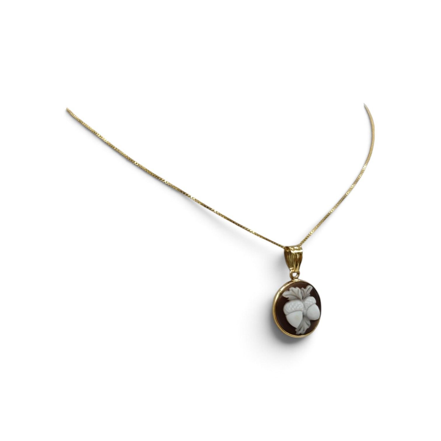 Collana in Argento 925 Placcata Oro con Ciondolo Ghianda – 15 mm