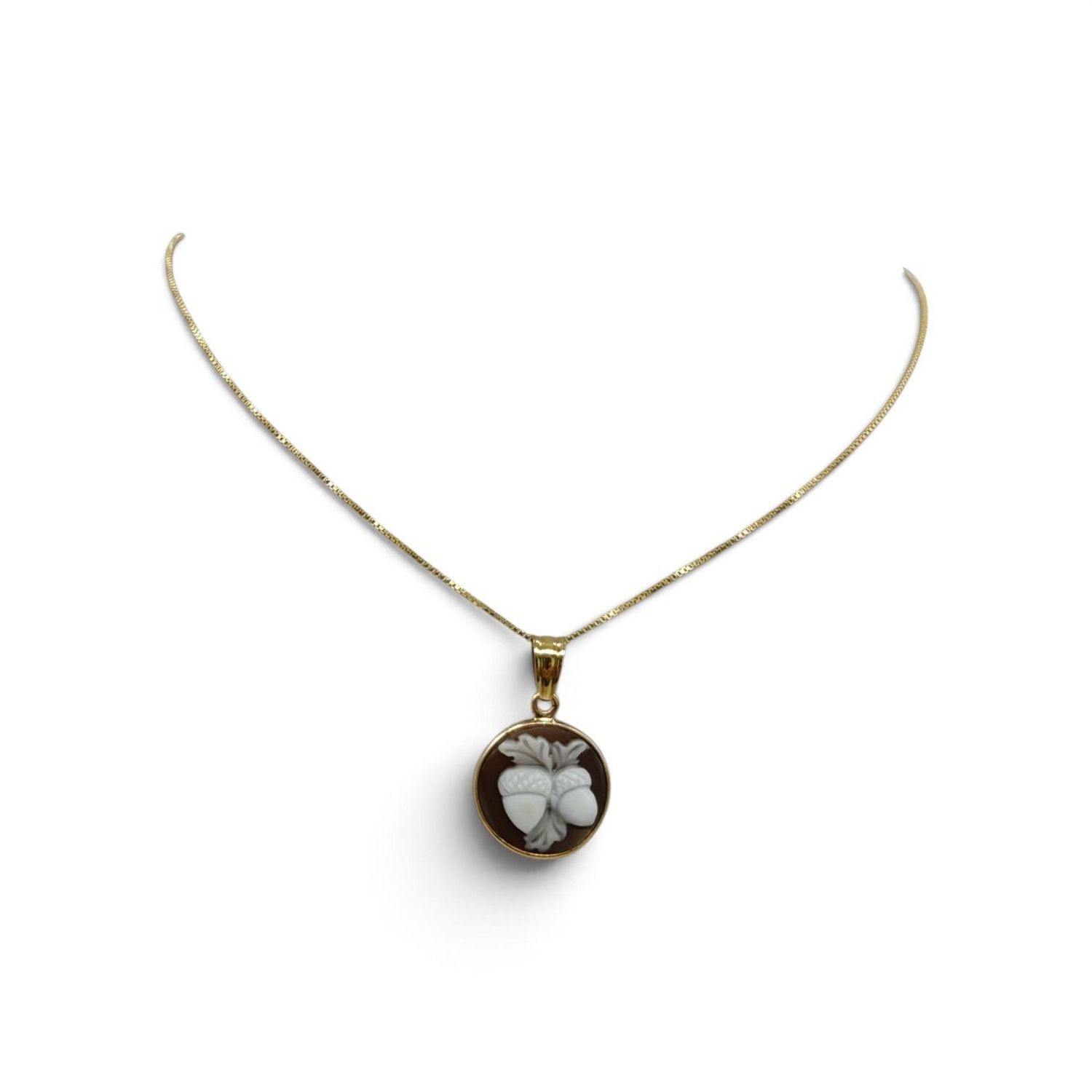 Collana in Argento 925 Placcata Oro con Ciondolo Ghianda – 15 mm