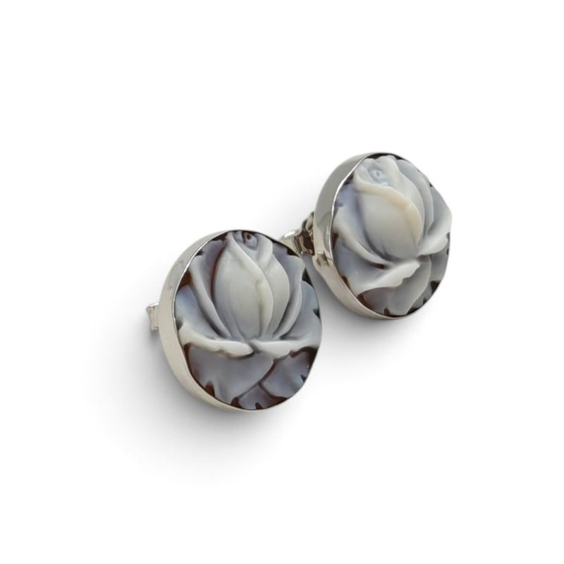 Orecchini in Argento 925 Rodiato con Rosa – 16 mm Orecchini in Argento 925 Rodiato con Rosa – 16 mm