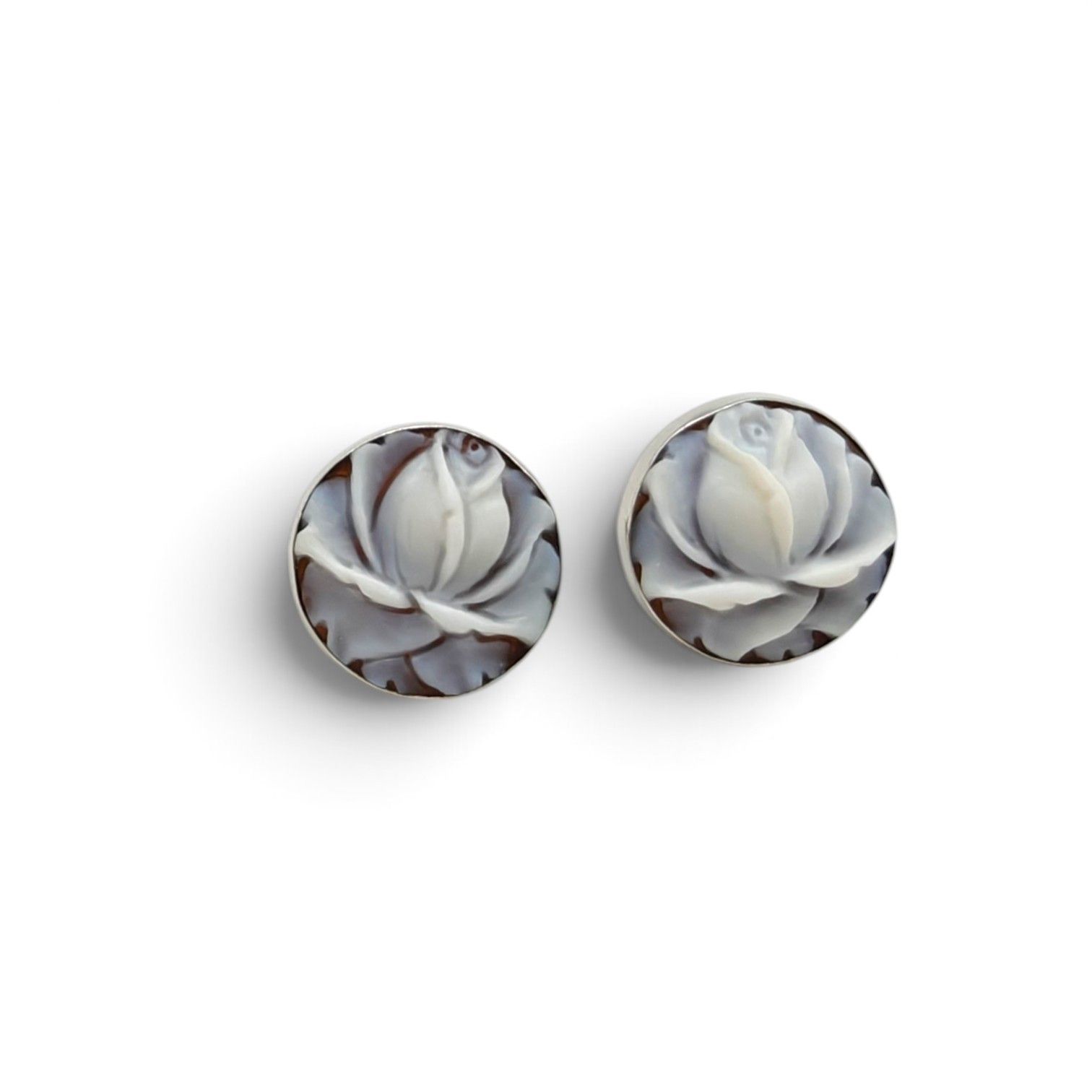 Orecchini in Argento 925 Rodiato con Rosa – 16 mm