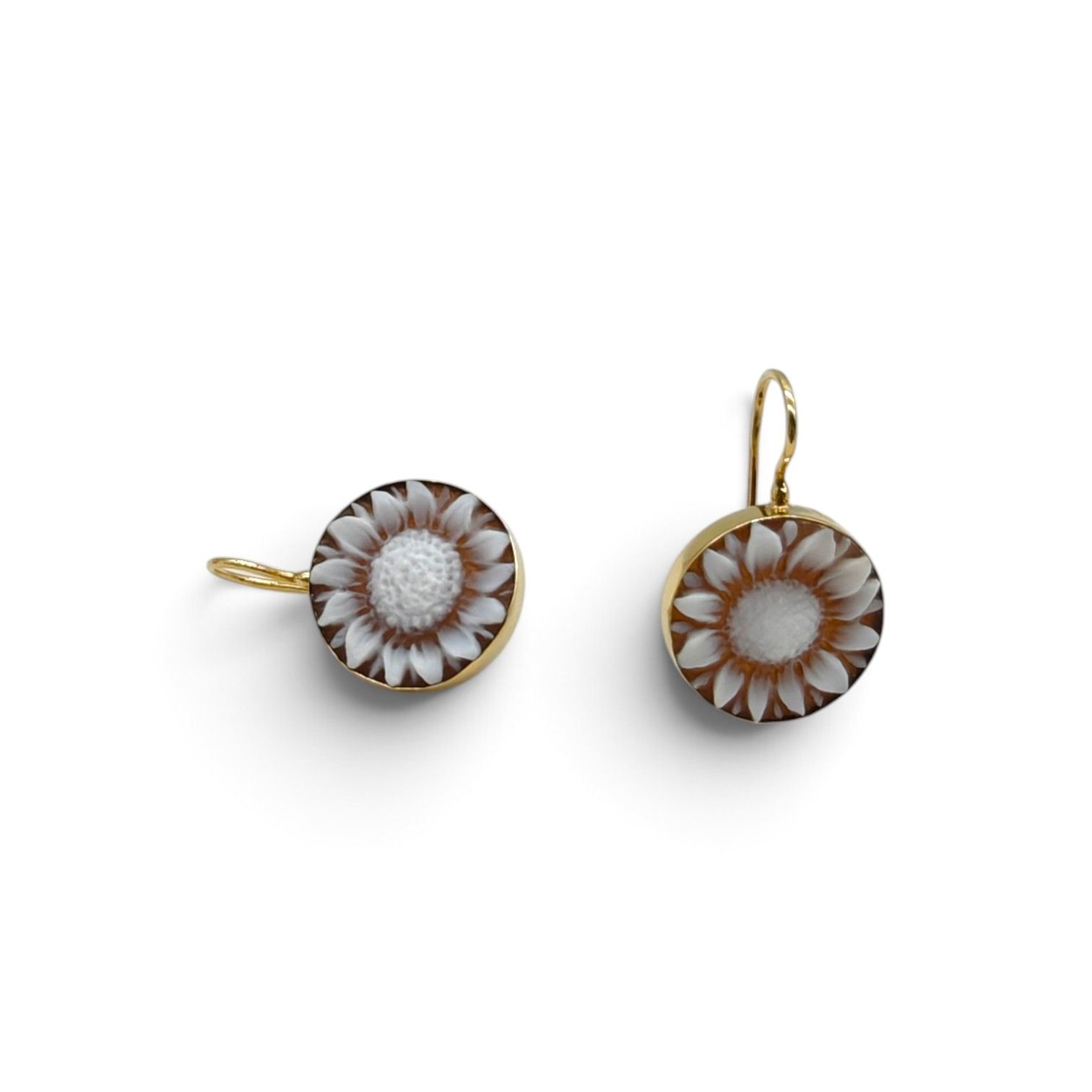 Orecchini alla Pompeiana in Argento 925 Placcati Oro con Girasole – 16 mm