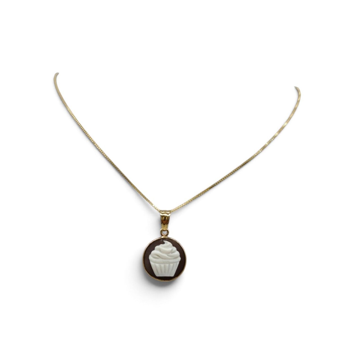 Collana in Argento 925 Placcata Oro con Ciondolo Cupcake – 15 mm