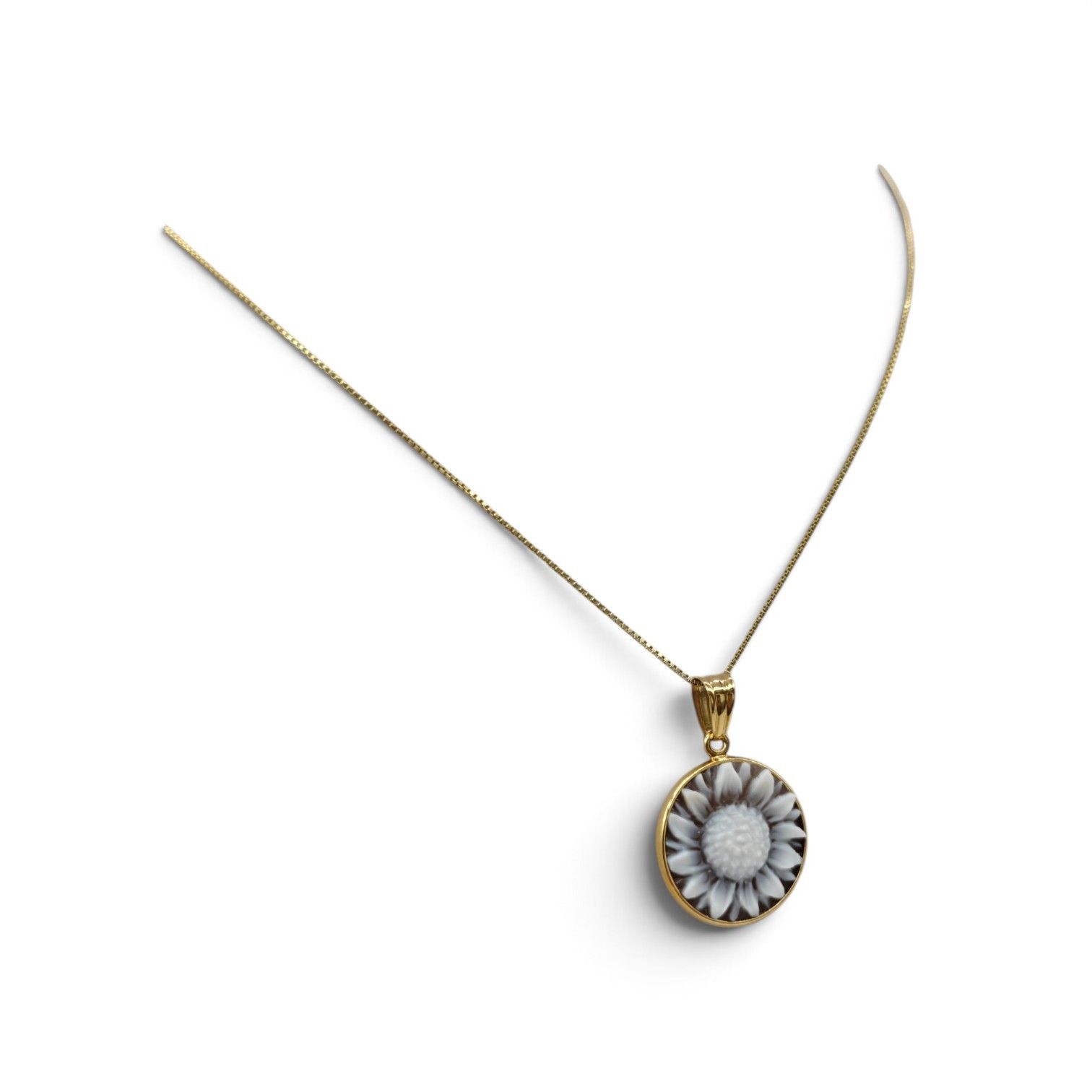 Collana in Argento 925 Placcata Oro con Ciondolo Girasole – 18 mm