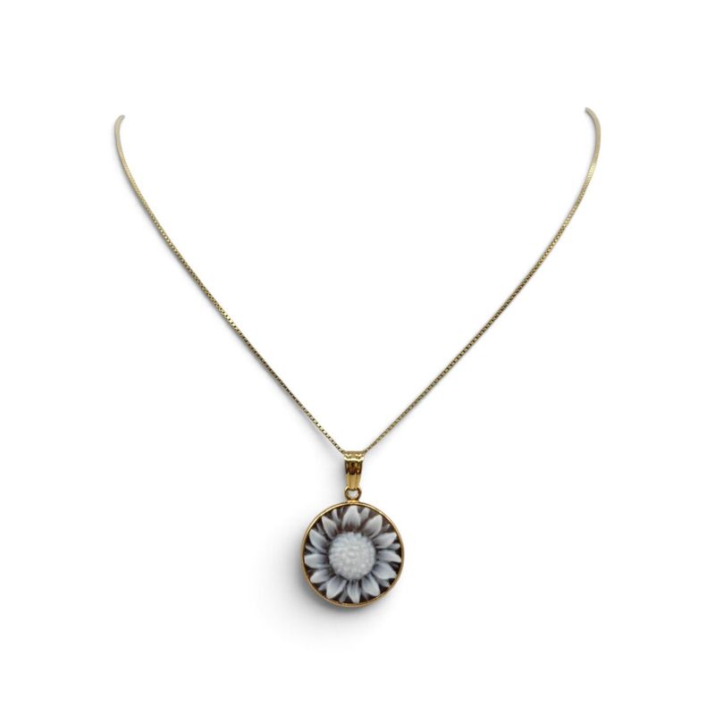 Collana in Argento 925 Placcata Oro con Ciondolo Girasole – 18 mm Collana in Argento 925 Placcata Oro con Ciondolo Girasole – 18 mm