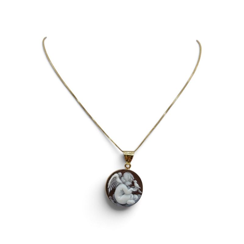 Collana in Argento 925 Placcata Oro con Ciondolo Puttino – 20 mm Collana in Argento 925 Placcata Oro con Ciondolo Puttino – 20 mm