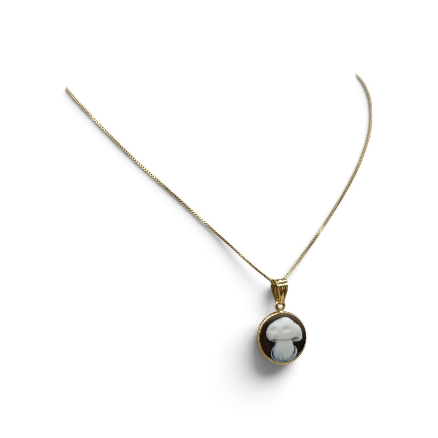 Collana in Argento 925 Placcata Oro con Ciondolo Fungo – Ø 15 mm