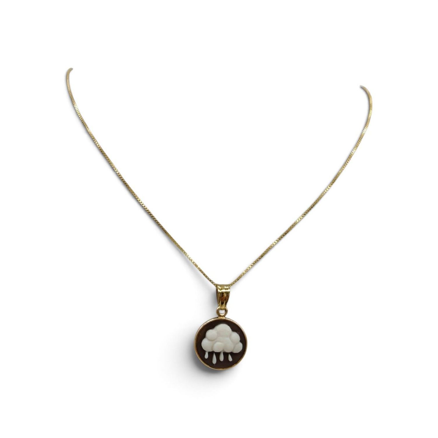 Collana in Argento 925 Placcata Oro con Ciondolo Nuvola con Pioggia – 15 mm