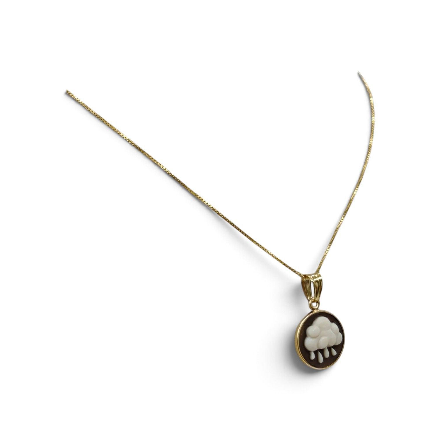 Collana in Argento 925 Placcata Oro con Ciondolo Nuvola con Pioggia – 15 mm