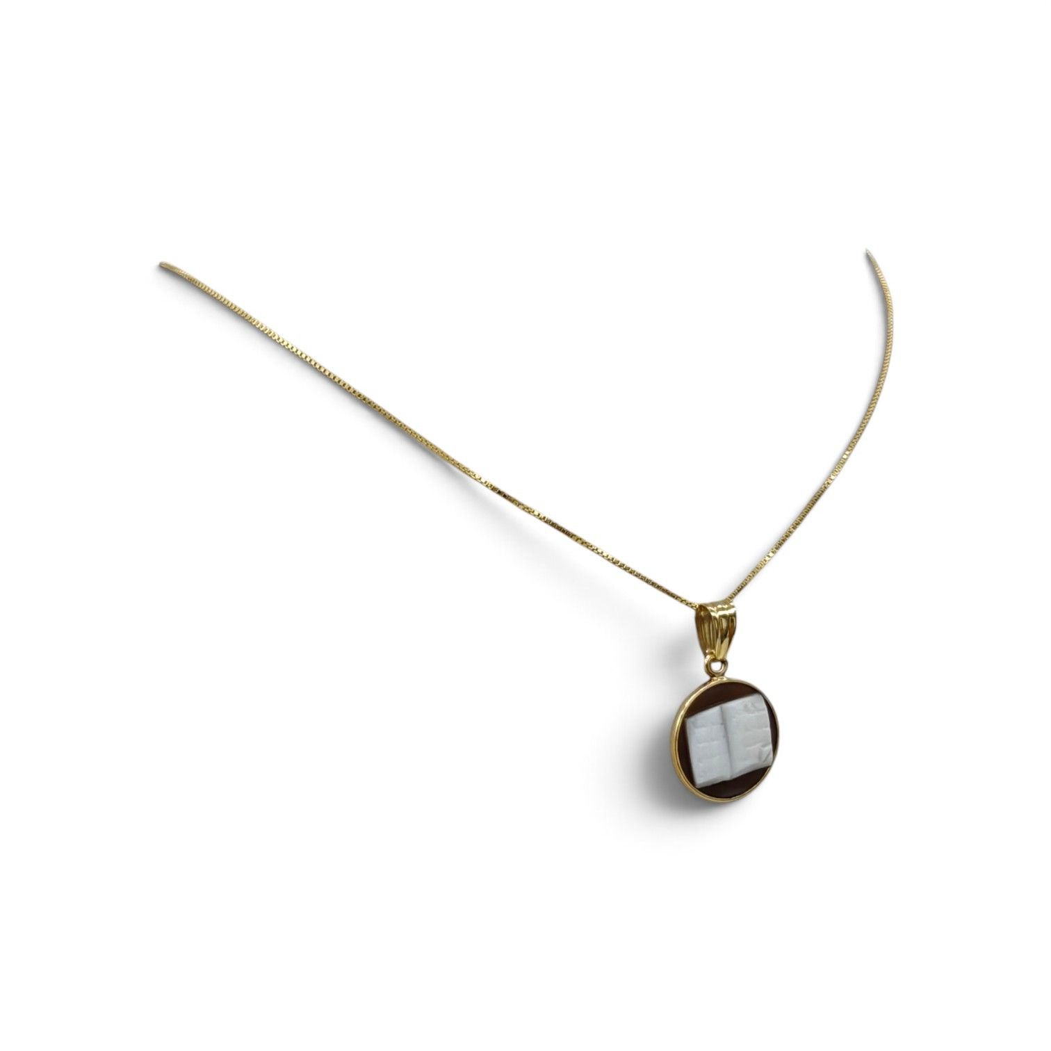 Collana in Argento 925 Placcata Oro con Ciondolo Libro – 15 mm