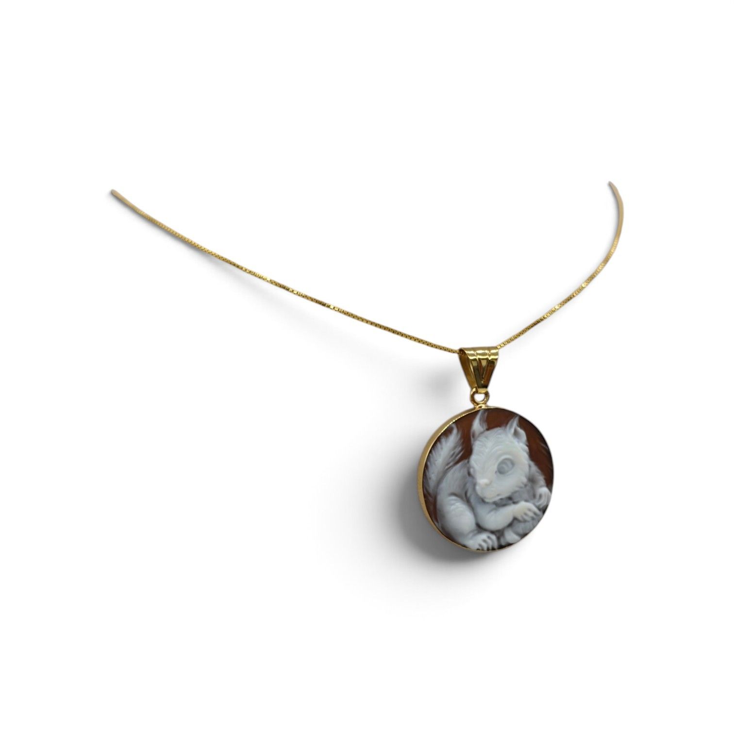 Collana in Argento 925 Placcata Oro con Ciondolo Scoiattolo – 25 mm