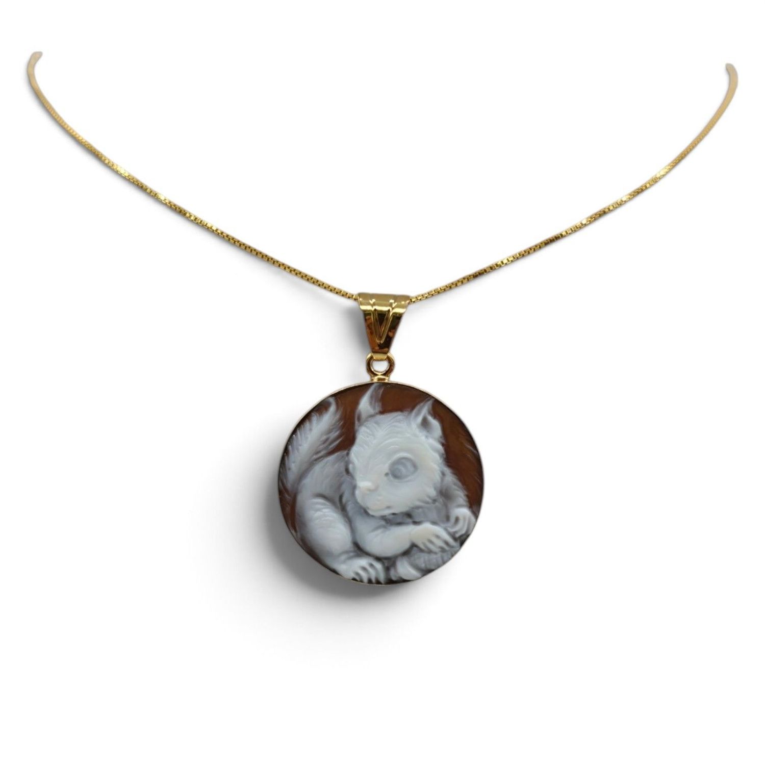 Collana in Argento 925 Placcata Oro con Ciondolo Scoiattolo – 25 mm