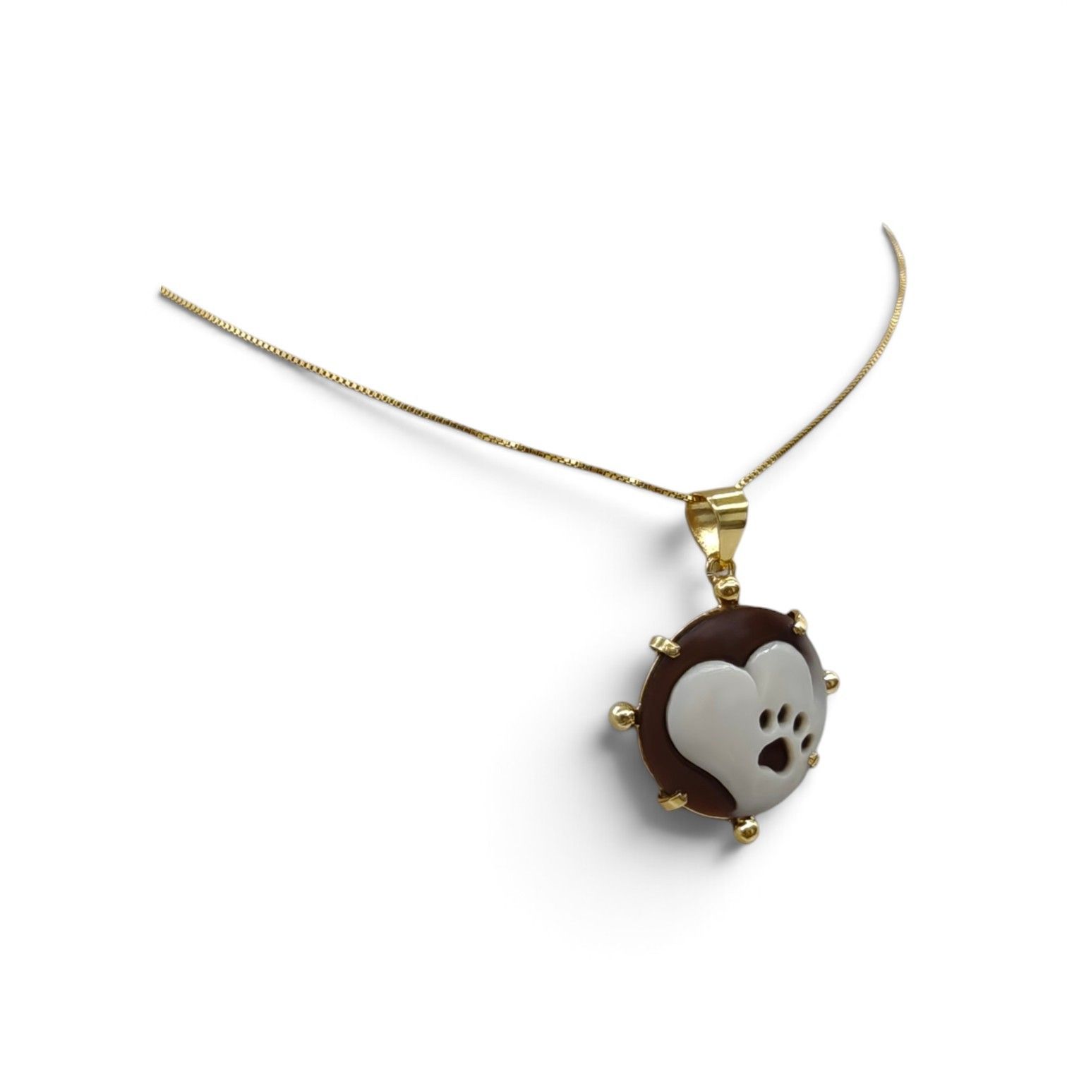 Collana in Argento 925 Placcata Oro con Ciondolo Cuore e Zampa – 20 mm