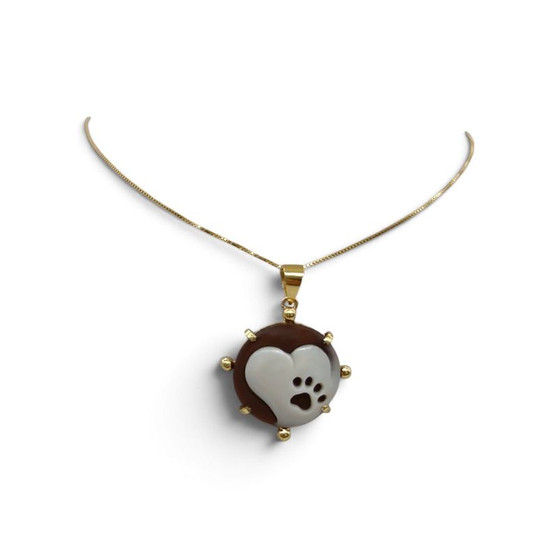 Collana in Argento 925 Placcata Oro con Ciondolo Cuore e Zampa – 20 mm Collana in Argento 925 Placcata Oro con Ciondolo Cuore e Zampa – 20 mm
