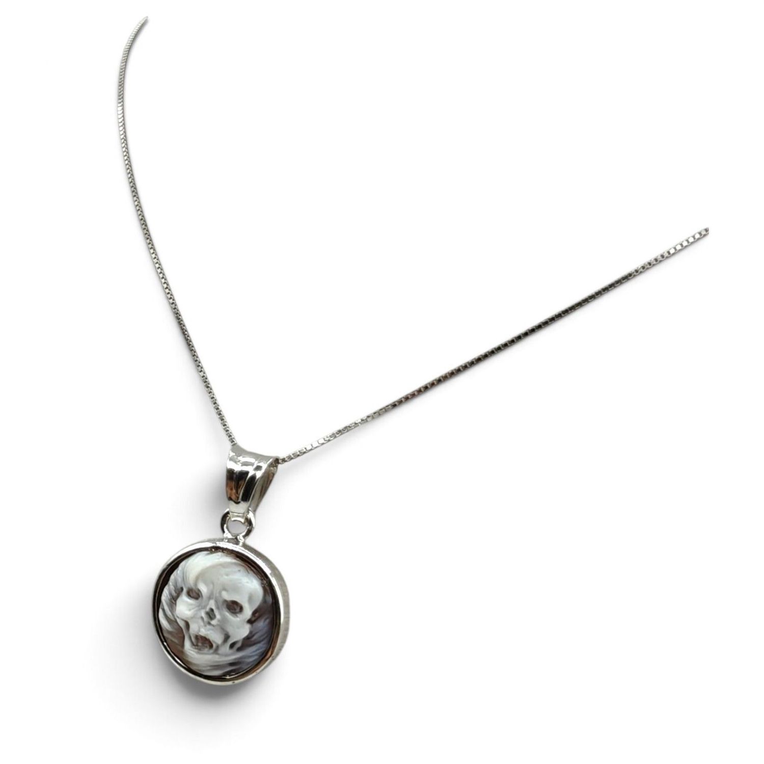Collana in Argento 925 Rodiate con Charm Teschio – 16 mm