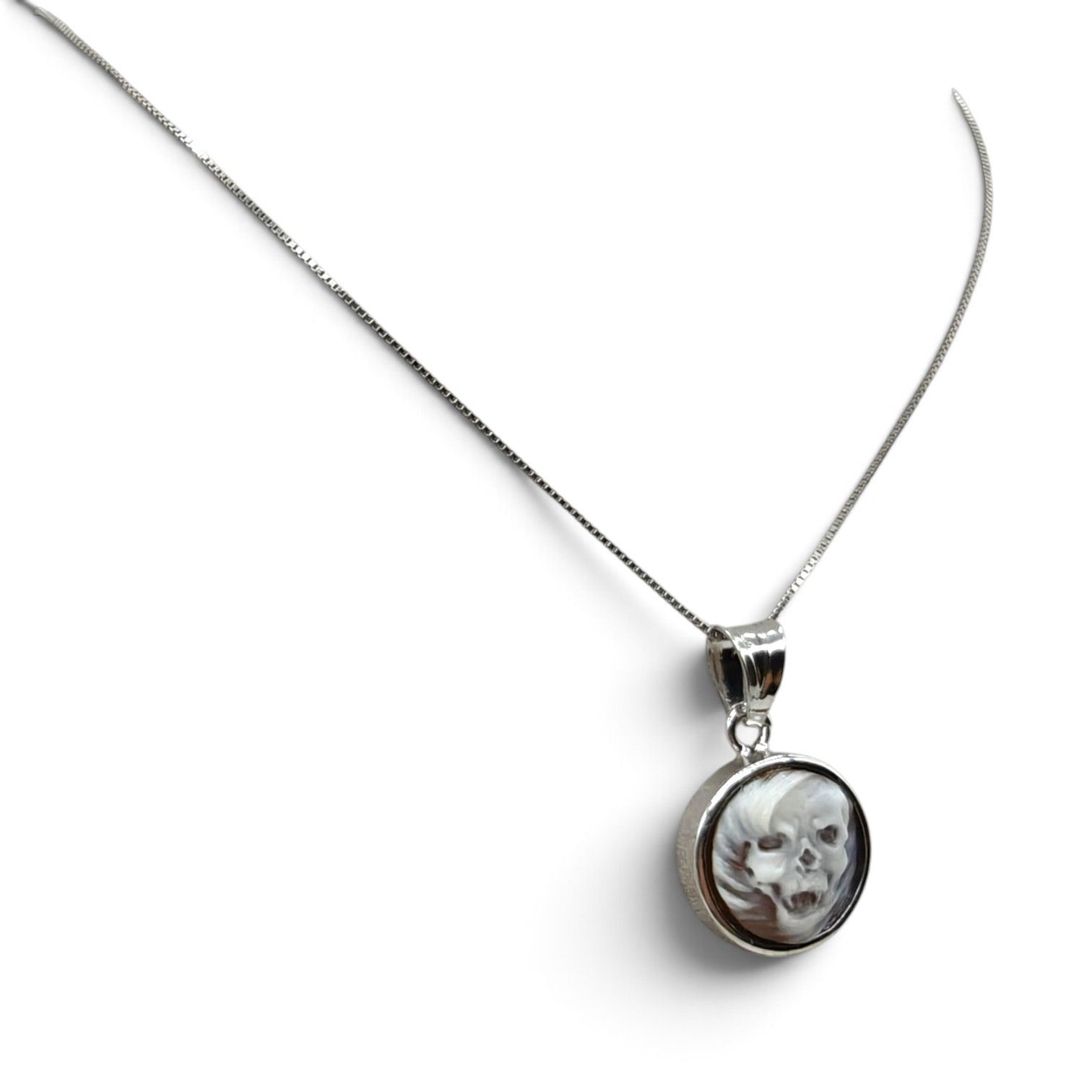 Collana in Argento 925 Rodiate con Charm Teschio – 16 mm