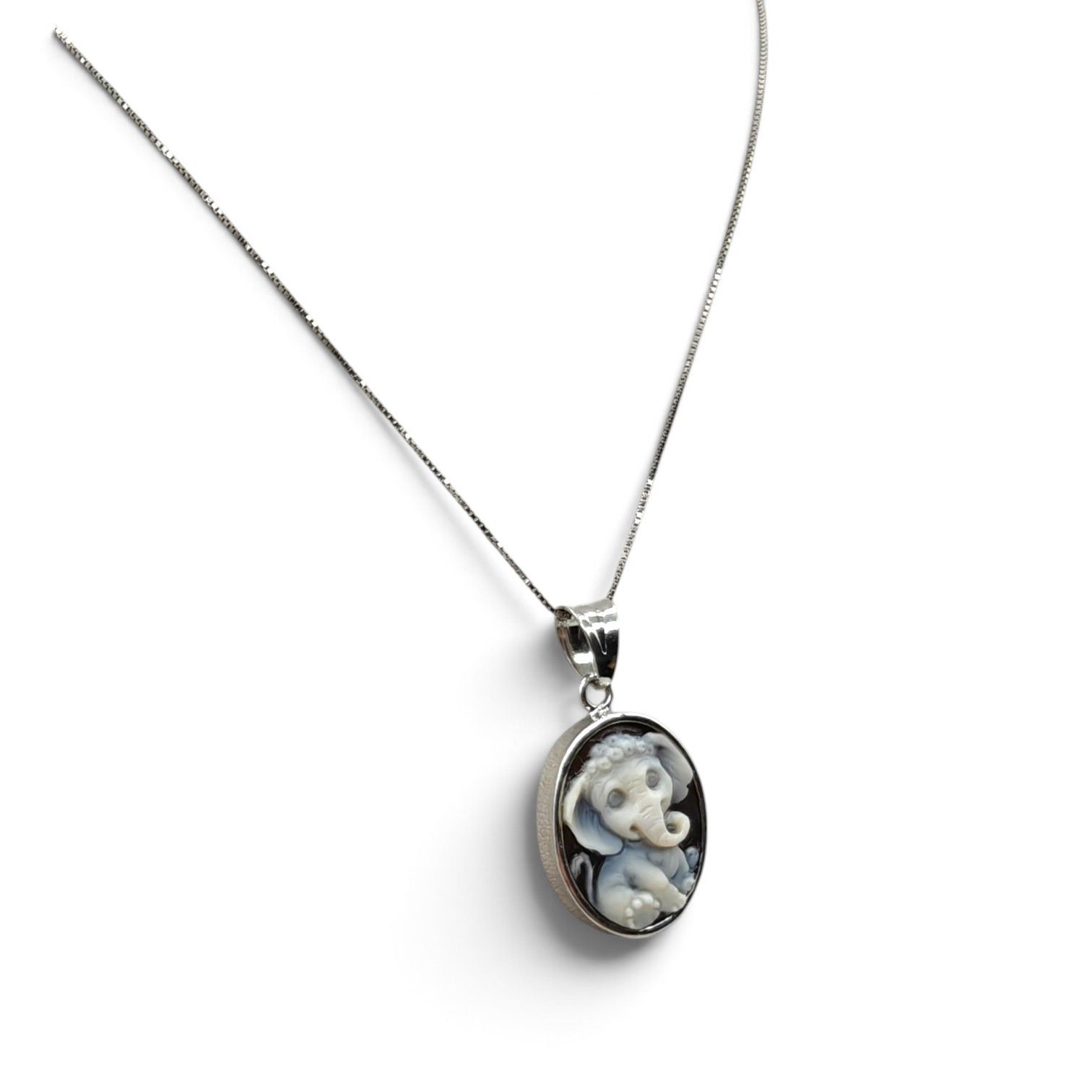 Collana in Argento 925 Rodiato con Charm Elefantino – 20 mm