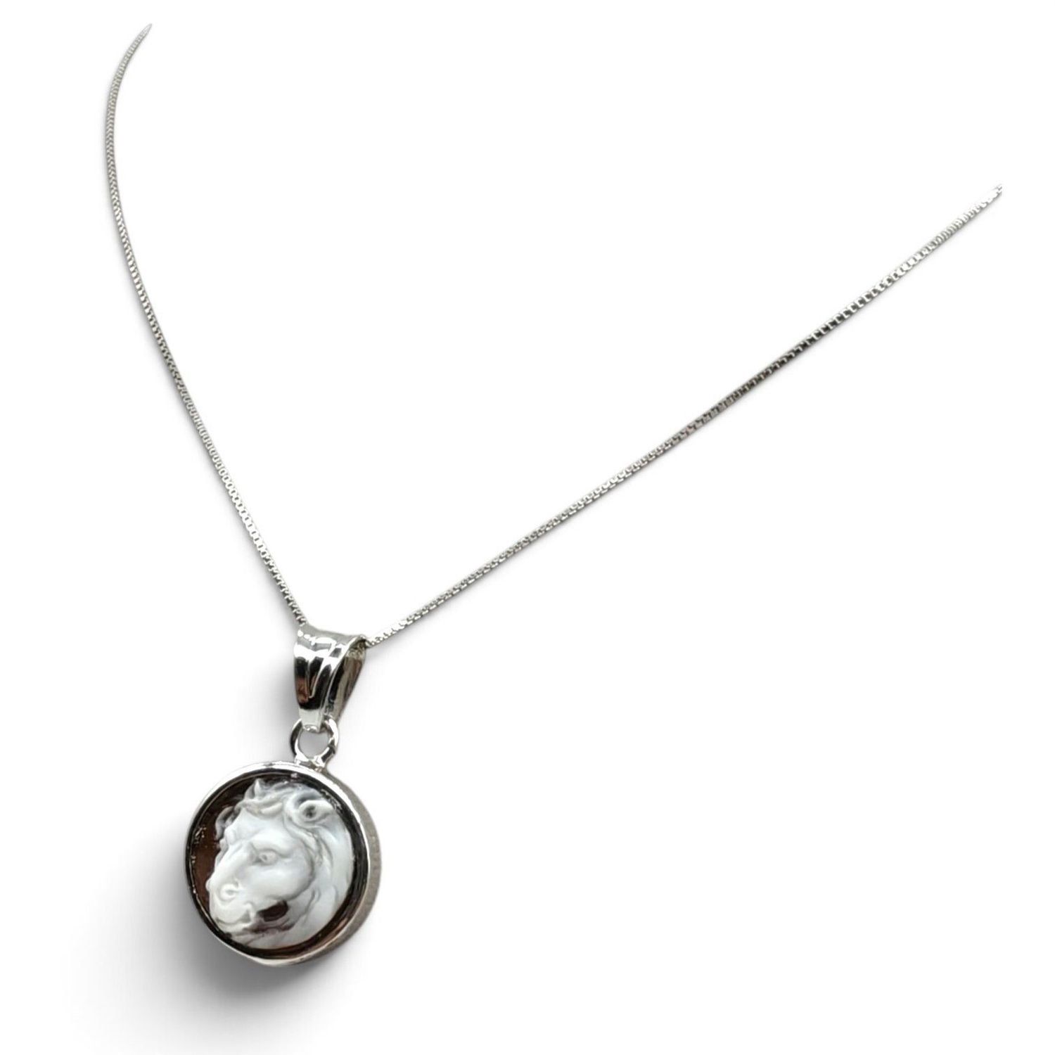 Collana in Argento 925 Rodiato con Charm Cavallo – 16 mm
