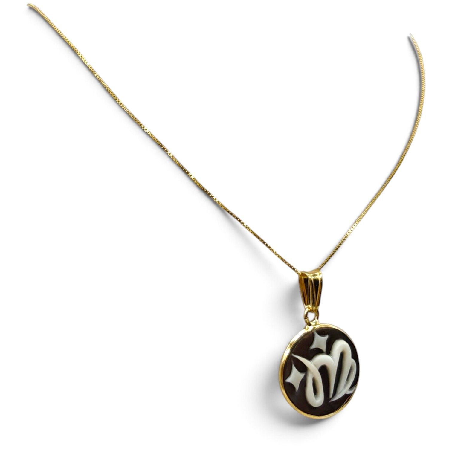 Collana in Argento 925 Placcata Oro con Ciondolo Zodiaco Vergine – 20 mm