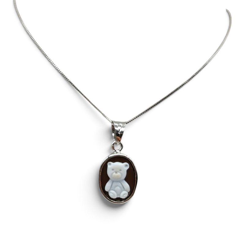 Collana in Argento 925 Rodiato con Charm Orsetto – 18 mm Collana in Argento 925 Rodiato con Charm Orsetto – 18 mm