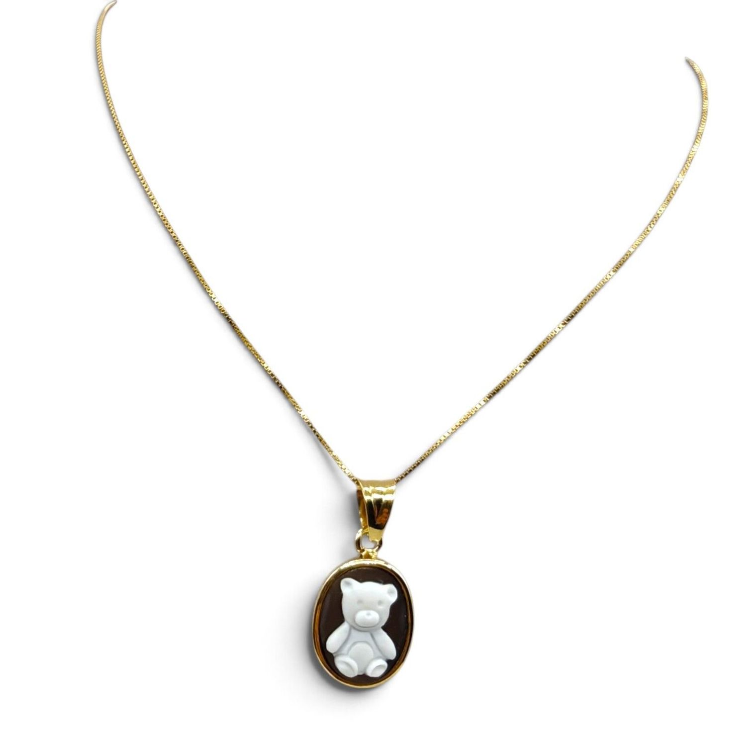 Collana in Argento 925 Placcata Oro con Charm Orsetto – 18 mm