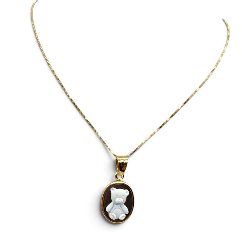Collana in Argento 925 Placcata Oro con Charm Orsetto – 18 mm Collana in Argento 925 Placcata Oro con Charm Orsetto – 18 mm