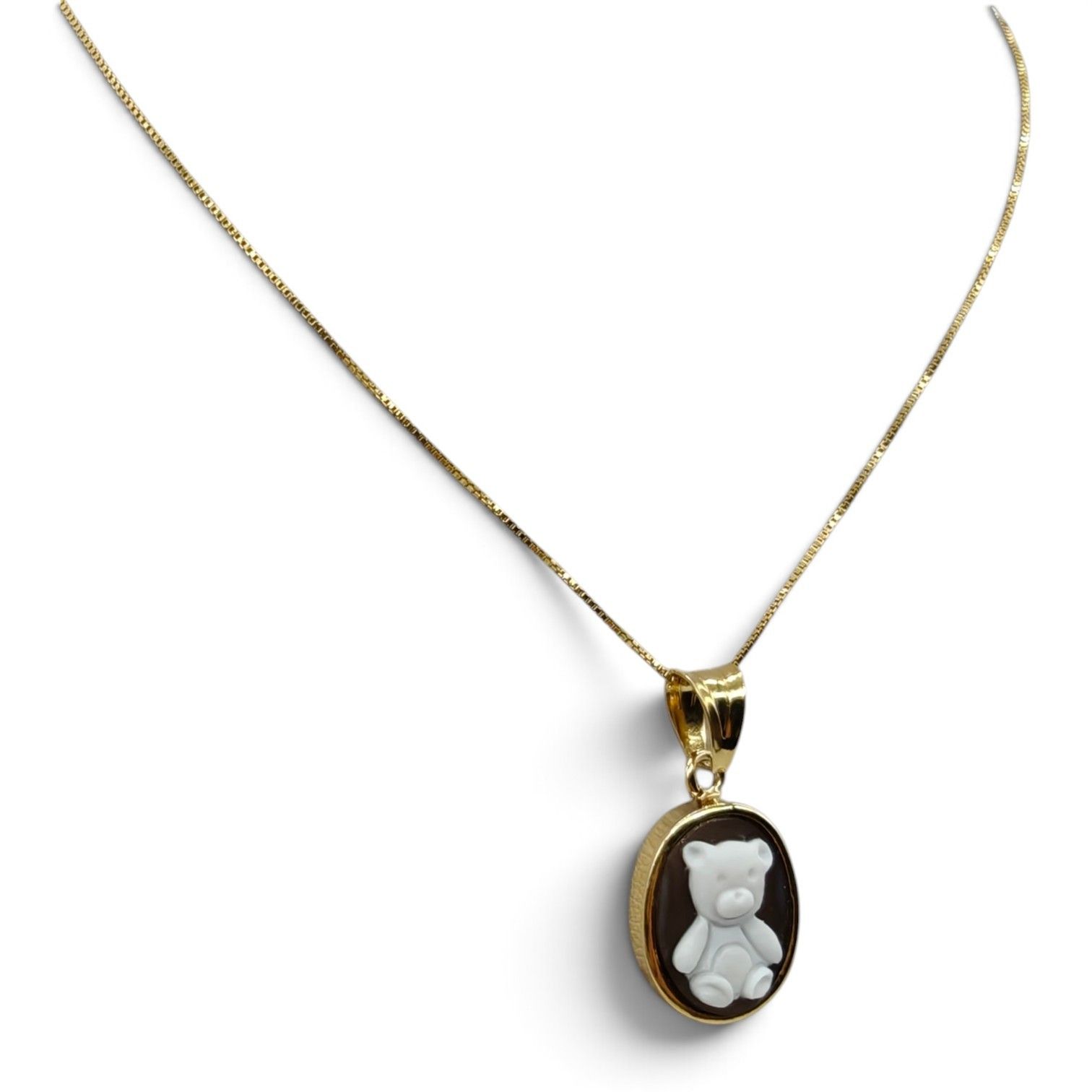 Collana in Argento 925 Placcata Oro con Charm Orsetto – 18 mm
