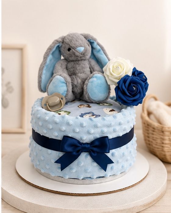 Blue Bunny 1 Tier Nappy Cake