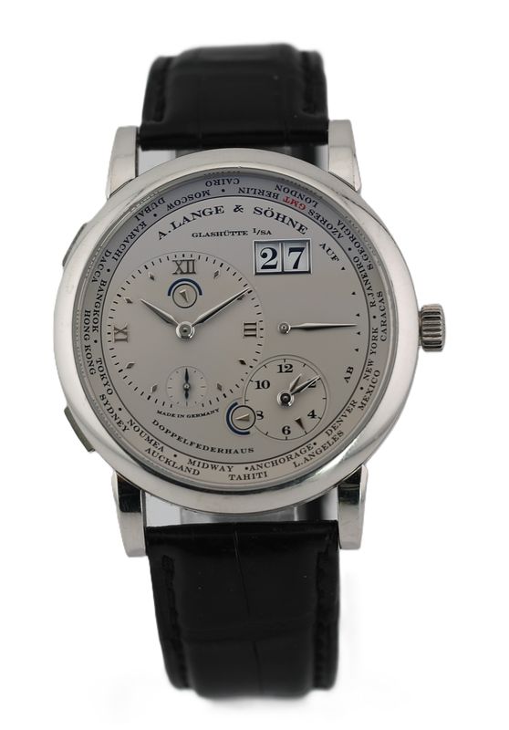 A. Lange & Söhne Lange 1 Zeitzone 950er Platin 116.025 Herrenuhr B&P