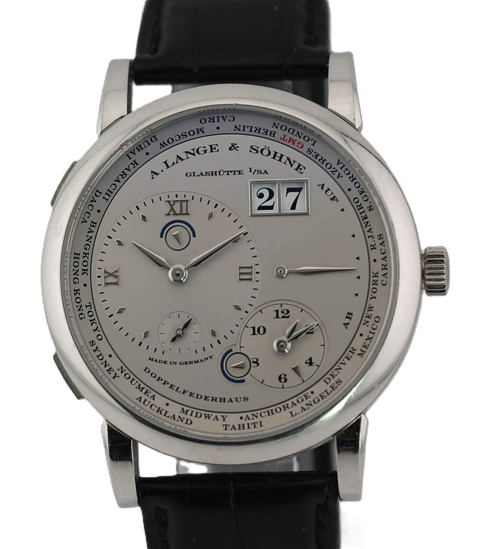 A. Lange & Söhne Lange 1 Zeitzone 950er Platin 116.025 Herrenuhr B&P