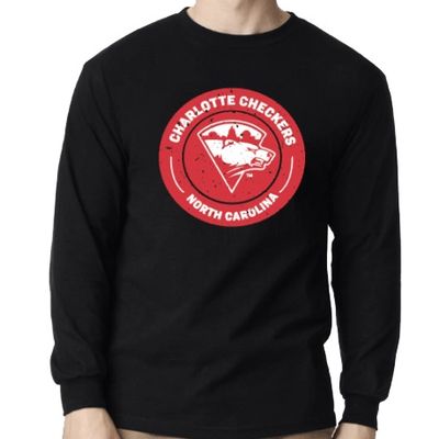 Charlotte Checkers Heavy Distressed Cotton Long Sleeve Black T-shirt